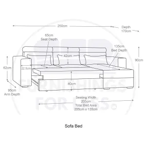 Miami Grey Fabric Reversible L Shaped Corner Sofa Bed with Storage and Headrests 3-4 Seater