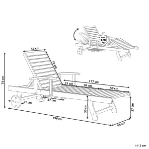 Sun Lounger Wood Light Wood JAVA