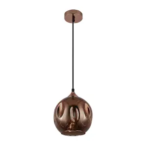 HARPER LIVING Pendant Ceiling Light, Rose Gold Finish, Dome Shade, Adjustable Height