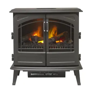 Dimplex Optimyst 2000W Matt Black Cast iron effect Electric Stove (H)660mm (W)620mm