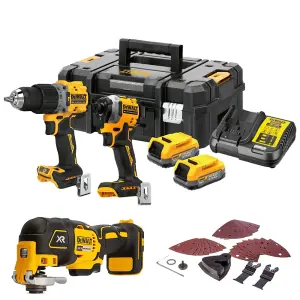 Dewalt DCK2050E2T 18v XR Brushless Powerstack Combi Hammer + Impact + DCS355N