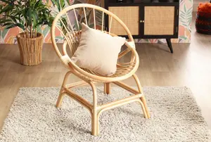 Moon Chair Indoor Rattan in Natural (H)84cm x (W)75cm x (D)63cm