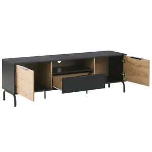 Beliani Retro TV Stand Black ARKLEY