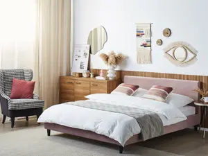 Velvet EU King Size Bed Pink FITOU