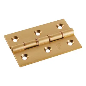 7.6cm H x 5cm W Butt Bearing Pair Door Hinges Satin Brass