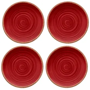 Purely Home Rustic Swirl Red Melamine Dinner Plates - Set of 4