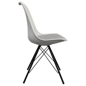 Soho Light Grey Plastic Dining Chair with Black Metal Legs