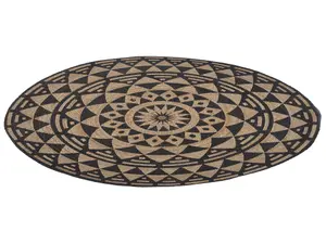 Round Jute Area Rug 120 cm Brown with Black ALAKIR