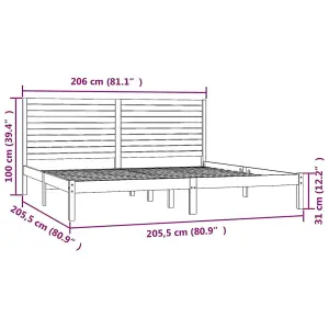 Berkfield Bed Frame White Solid Wood 200x200 cm