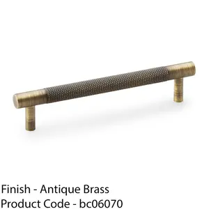 Knurled T Bar Door Pull Handle - Antique Brass - 128mm Centres Premium Drawer