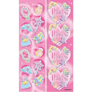 Amscan Princess Sticker Sheet (Pack of 8) Pink (One Size)