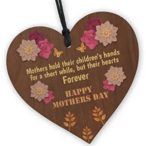 Red Ocean Happy Mothers Day Gift For Mum Mummy Wooden Heart Sign Gift From Daughter Son Keespake