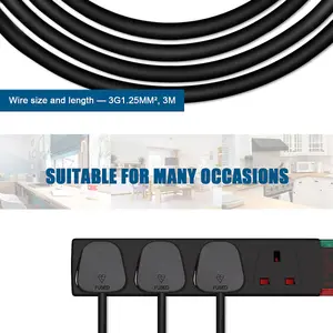 Extrastar 4 Gang Surge-Protected Extension Lead 3M Black, 13A