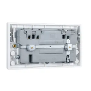 BG White Double 13A Raised square Switched Screwed Socket with USB, x2 & White inserts