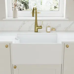 GoodHome Filbert Brass effect Kitchen Side lever Tap