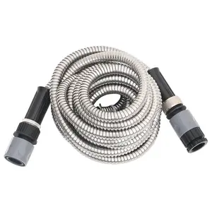 Berkfield Garden Hose with Spray Nozzle Silver 30 m Stainless Steel