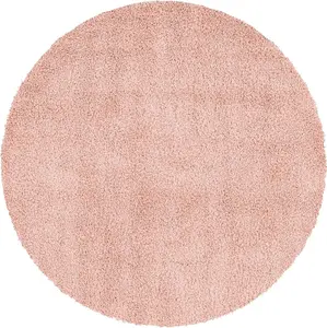 Rose Pink Thick Shaggy Circle Rug - California - 150cm