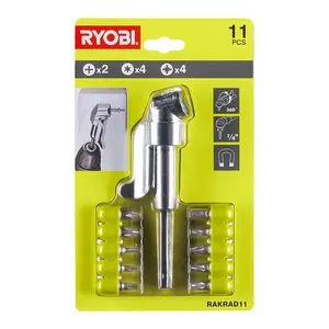 Ryobi Right Angle Drill Adapter and Bit Set - RAKRAD11