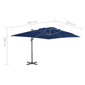 Berkfield Cantilever Umbrella with Aluminium Pole 4x3 m Azure Blue