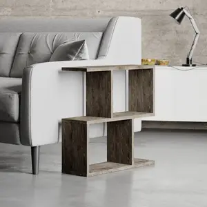 Barbara Side Table Modern 2-Tier Design with Storage Compartments Dark Coffee