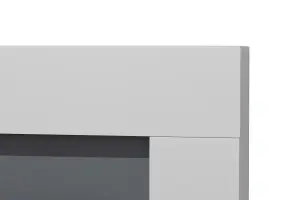 Adam Dakota Fireplace in Pure White & Grey with Helios Electric Fire in Brushed Steel, 39 Inch