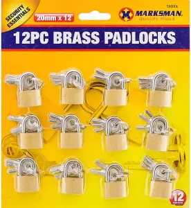 12Pc Heavy Duty Brass Padlocks With 3 Keys Each Security