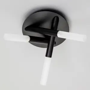 Litecraft Cross Black 3 Lamp Bathroom Ceiling Light