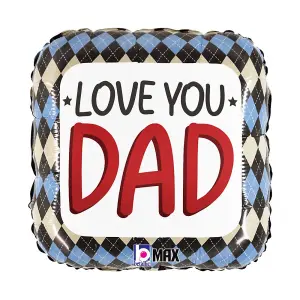 Oaktree Love You Dad Argyle Foil Balloon Multicoloured (One Size)