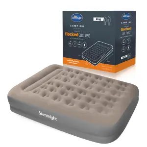 Silentnight Camping Collection Flock Airbed - Electric Pump - Grey - King