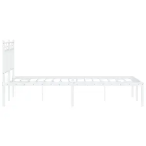 Berkfield Metal Bed Frame with Headboard White 120x190 cm