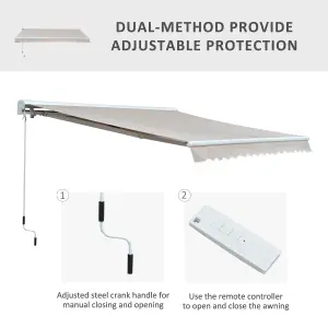 Outsunny Garden Door Awning Retractable Canopy Electric Patio Shelter 3.5M