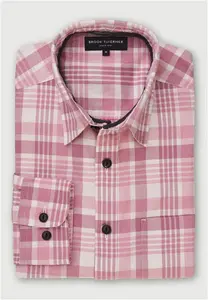 Men's Tailored Fit Rose Check Cotton Shirt | Brook Taverner