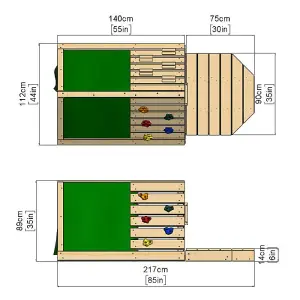 Rebo Mini Wooden Climbing Pyramid Adventure Playset - Den and Slide - Camo