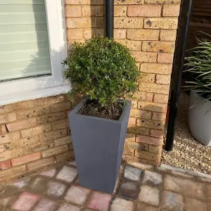 Set of 2 IDEALIST™ 50cm Tall Planter, Dark Grey Reinforced Stone Garden Planters, Small Outdoor Plant Pots L24 W24 H50 cm, 30L