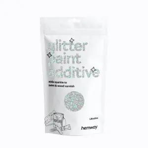 Hemway Glitter for Paint Additive, Silver Holographic Ultrafine Size Flakes 100g Interior Exterior Mix Into Emulsion Paint