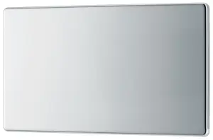 GoodHome Chrome 2 gang Double Screwless Blanking plate