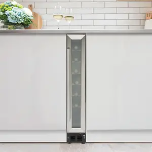 SIA WC15SS 150mm / 15cm Stainless Steel Under Counter LED 7 Bottle Wine Fridge Drinks Cooler