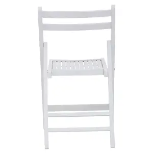 Interiors by Premier Wood White Finish Folding Chair, Space-saver Camping Chair, Easy Foldable Wood Chair, Easy to Clean Chair