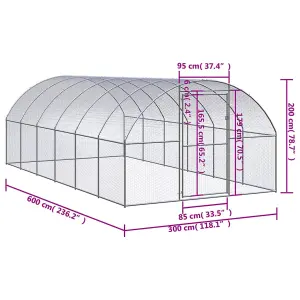 Outdoor Chicken Coop 3x6x2 m Galvanised Steel