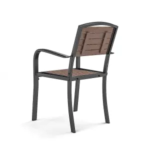 Set of 4 WPC Outdoor Garden Chairs Patio Dining Armchairs Brown 89 cm