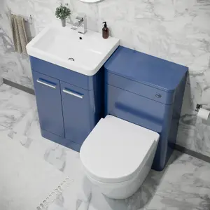 Nes Home 500mm Freestanding Vanity Unit with Basin,Rimless Toilet, WC unit Royal Blue