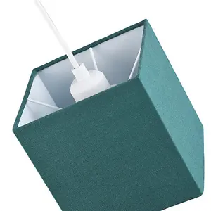 Contemporary and Stylish Forest Green Linen Fabric Square 16cm Lamp Shade