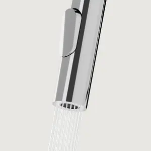 GoodHome Saffron Stainless steel effect Kitchen Spring neck Tap