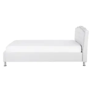 Faux Leather EU King Size Bed White METZ