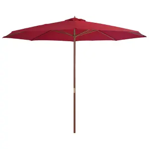 Berkfield Outdoor Parasol with Wooden Pole 350 cm Burgundy