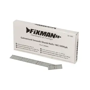 Fixman - Galvanised Smooth Shank Nails 18G 5000pk - 12 x 1.25mm