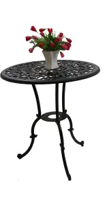 Centurion Supports BANGUI Garden and Patio Cast Aluminium Bistro Table Black