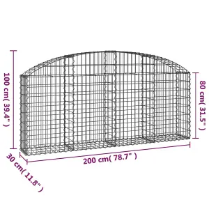 Berkfield Arched Gabion Basket 200x30x80/100 cm Galvanised Iron