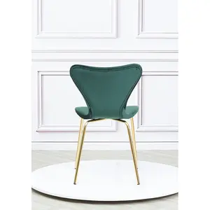 4 Doreen Velvet Upholstered Dining Chair with Black Metal Legs (Set of 4) Green / Gold