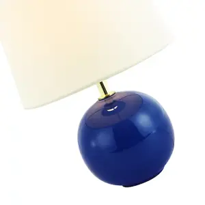 Traditional Classic Round Ceramic Table Lamp Base in Midnight Blue Gloss Finish